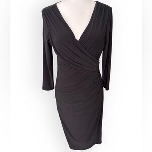 NWT Lauren Ralph Lauren Black Faux Wrap Dress Size 8